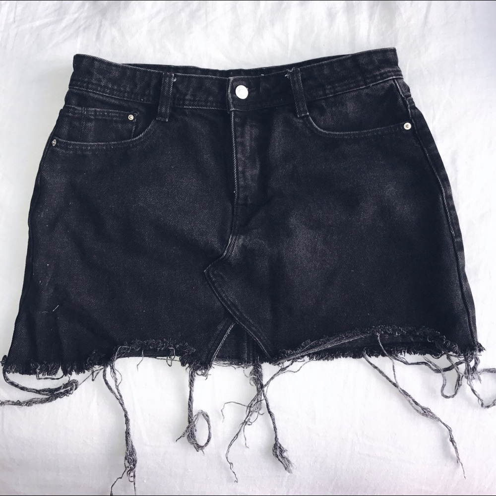 Zara black denim skirt